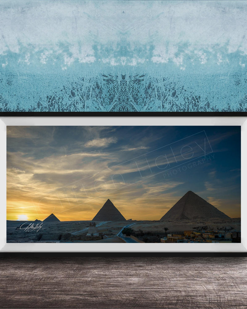Giza Pyramids Sunset Print | Sphinx Desert Golden Hour Wall Art
