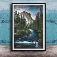 Yosemite Landscape Print, El Capitan Sunrise, Merced River Wall Art