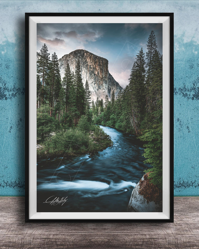 Yosemite Landscape Print, El Capitan Sunrise, Merced River Wall Art