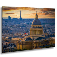 Pantheon golden hour print, Paris cityscape Eiffel Tower, Latin Quarter dome art, French skyline wall decor, golden light Paris photography, historical architecture photo, fine art travel print, romantic Paris sunset, European dome photography, landmark print Paris
