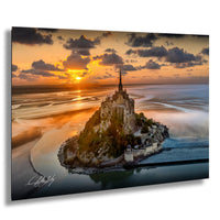 Mont Saint-Michel Poster, Normandy Coastal Art | Sunrise Fog Print