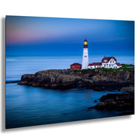 Portland Head Light, Maine lighthouse, blue hour, long exposure photography, rising tide, George Washington, coastal landmarks, Portland Maine, historic lighthouses, maritime heritage, twilight photography, New England, seascape photography