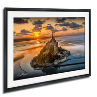 Mont Saint-Michel Poster, Normandy Coastal Art | Sunrise Fog Print