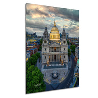 London Skyline Art Print – St Paul Cathedral & Millennium Bridge Sunset Wall Decor