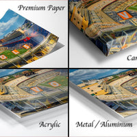 four different views of a stadium, with the top left, top right, bottom left, and bottom right images showing the stadium from different angles and perspectives.