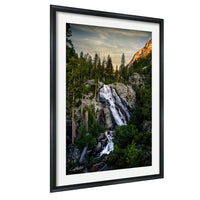 Waterfall Wall Art, Winter Pine Forest Lake Tahoe Nature Scene