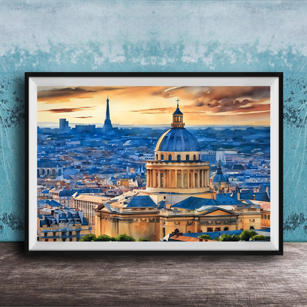 a cityscape with a large domed building in the center, surrounded by a variety of other buildings and structures. The sky above the city is filled with clouds, creating a dramatic backdrop for the scene. The overall composition of the image is visually striking and captures the essence of the city's architectural diversity.