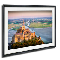Mont Saint-Michel Poster, Normandy Sunset Wall Art, Stormy Sky