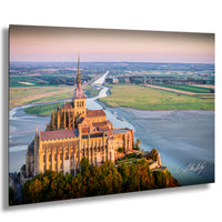 Mont Saint-Michel Poster, Normandy Sunset Wall Art, Stormy Sky