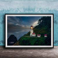 Heceta Head Lighthouse Print – Oregon Coast Art | Nautical Canvas Wall Decor