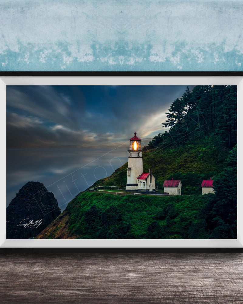 Heceta Head Lighthouse Print – Oregon Coast Art | Nautical Canvas Wall Decor