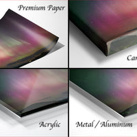 The image is a collage of four different images, each depicting a different type of paper or material used for printing or displaying artwork.
