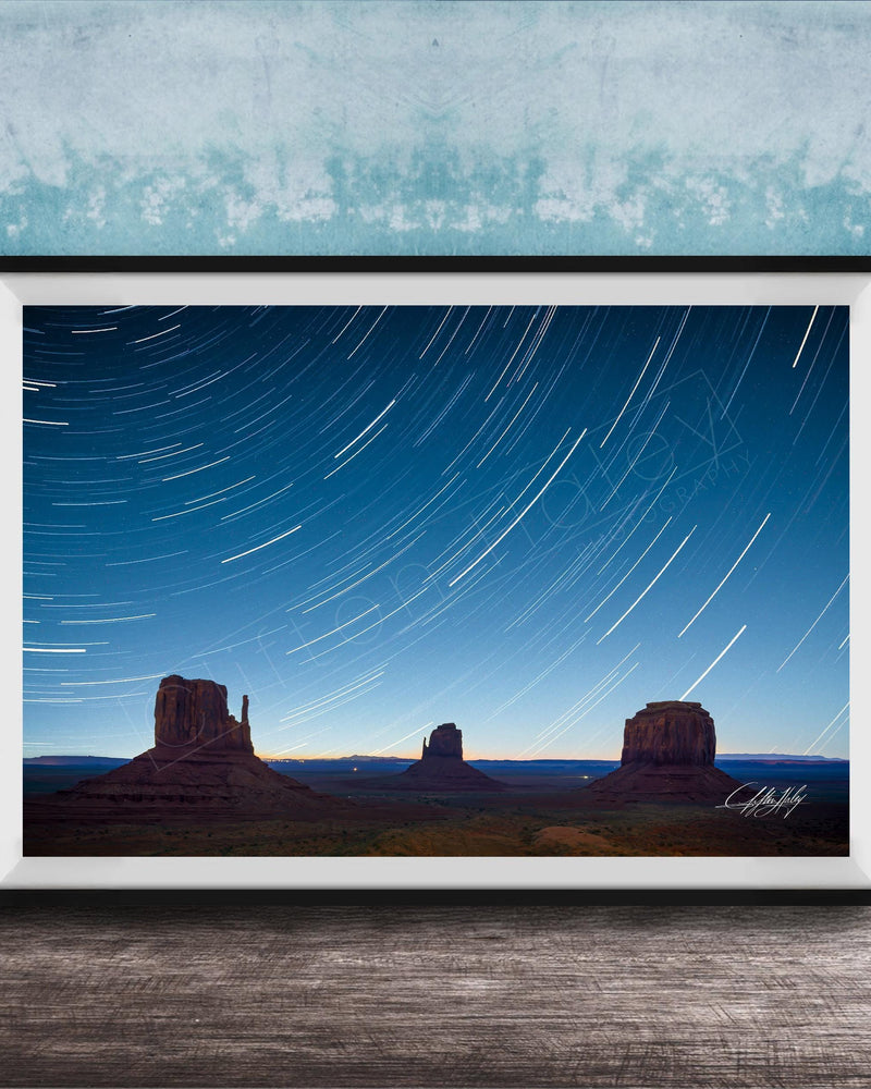 Monument Valley Star Trails | Southwestern Desert Art Print - Celestial Landscape
