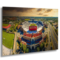 Florida State stadium wall art, Doak Campbell sunset print, FSU Seminoles aerial photo, Fear the Spear fine art, Unconquered stadium decor, Tallahassee sports photography, college football home print, Seminole legacy canvas, Florida State aerial stadium, FSU campus wall decor