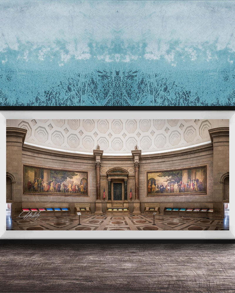 national archives rotunda wall art, washington dc historic interior print, american democracy fine art, constitutional heritage decor, patriotic office wall art, marble rotunda photography, declaration constitution artwork, museum quality architecture print, timeless government building art, luxury history themed decor