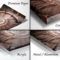 The image is a collage of four different views of a spiral staircase, each with a different material or finish, including acrylic, metal, and aluminum.