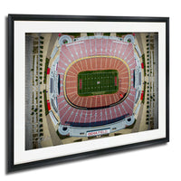The image is an aerial view of a football stadium, specifically Gera Field, with a focus on the field and surrounding infrastructure.