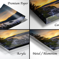 Emerald Bay Lake Print, Serene Mountain Pine Tree Wall Art Decor