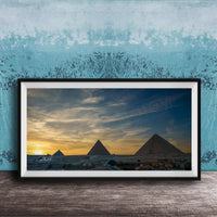 Giza Pyramids Sunset Print | Sphinx Desert Golden Hour Wall Art