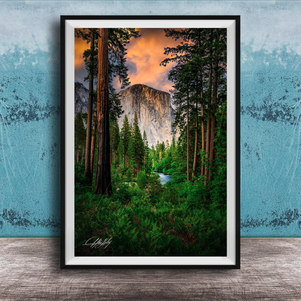 Yosemite Landscape Print, El Capitan Sunrise, Merced River Decor