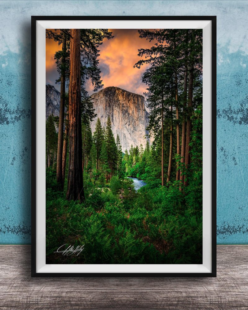 Yosemite Landscape Print, El Capitan Sunrise, Merced River Decor