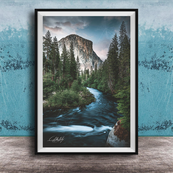 Yosemite Landscape Print, El Capitan Sunrise, Merced River Wall Art
