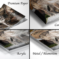 The image is a collage of four different views of a canvas wrap featuring a close-up of a cat's face.