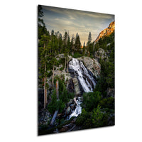 Waterfall Wall Art, Winter Pine Forest Lake Tahoe Nature Scene