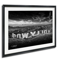 Hollywood Sign Print – LA Skyline Art With Black and White Photo, Modern Framed Fine Art