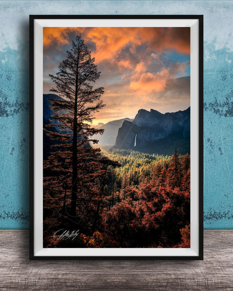 Yosemite Tunnel View Print, Half Dome Sunrise Landscape Art Poster