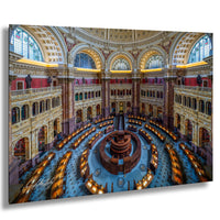 This luxury fine art photograph captures the grand interior architecture of the Library of Congress in Washington DC. Marble columns, ornate ceilings, and classical symmetry create a refined composition rooted in American national history and cultural legacy. Ideal for collectors, professionals, and interior designers seeking museum-quality wall art that embodies intellect, heritage, and timeless elegance.