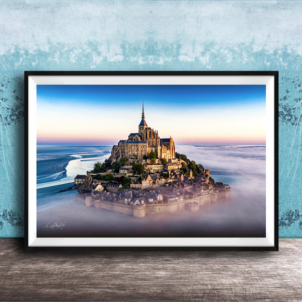 Mont Saint-Michel Poster, Normandy Sunrise Fog Print, Artist Signed