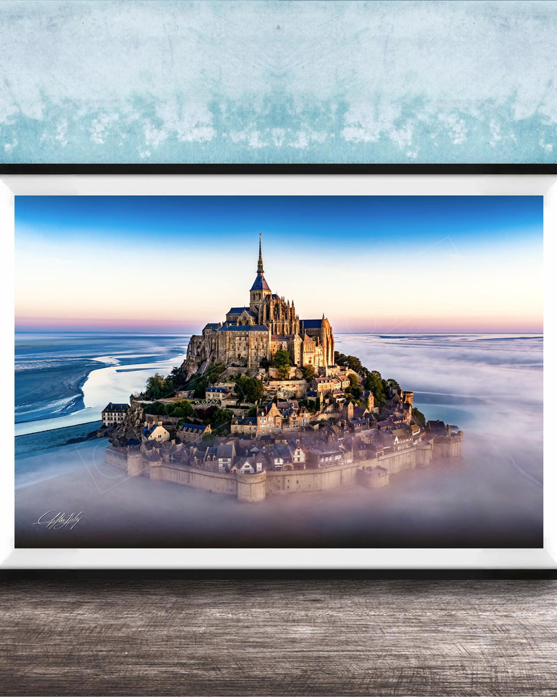 Mont Saint-Michel Poster, Normandy Sunrise Fog Print, Artist Signed