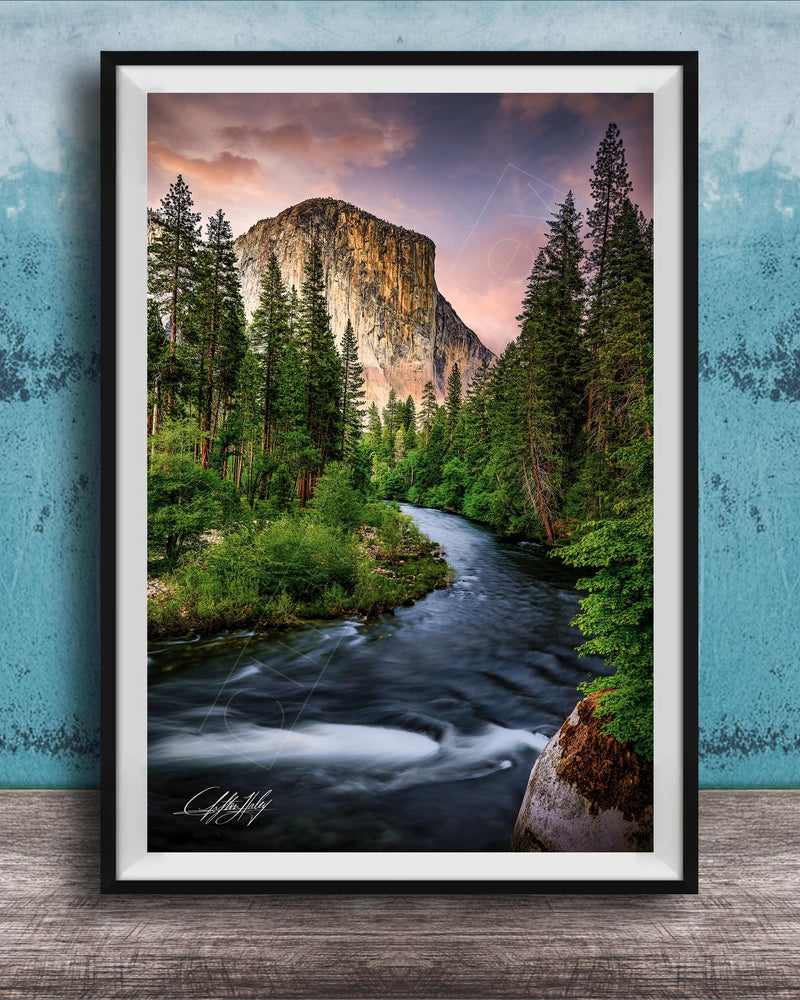 El Capitan Yosemite Print, Merced River Sunrise Wall Art, 24X36