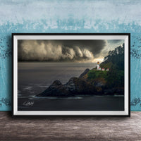 Oregon Coast Lighthouse Print – Heceta Head Nautical Wall Art Canvas 40x101.5 Inches