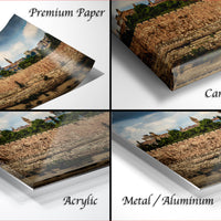 The image is a collage of four photographs depicting the Old City of Jerusalem, with each photograph labeled as either "Premium Paper", "Canvas Wrap", "Acrylic", or "Metal/Aluminum".