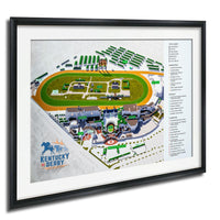 The image is a framed map of Kentucky Derby, a horse racing event.