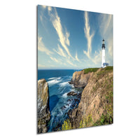 Yaquina Head Lighthouse Print, Oregon Coast Rugged Cliff Art View