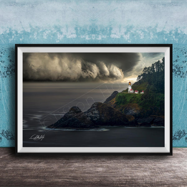 Heceta Head Lighthouse Art – Coastal Wall Art | Oregon Lighthouse Painting Canvas Print