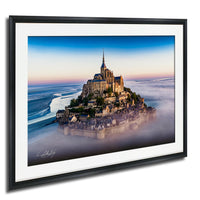 Mont Saint-Michel Poster, Normandy Sunrise Fog Print, Artist Signed