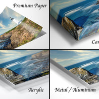 Yaquina Head Lighthouse Print, Oregon Coast Rugged Cliff Art View