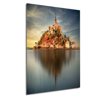 Mont Saint-Michel Poster, Normandy Coastal Art Print | Sunrise Fog