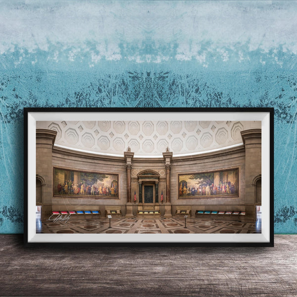 national archives rotunda wall art, washington dc historic interior print, american democracy fine art, constitutional heritage decor, patriotic office wall art, marble rotunda photography, declaration constitution artwork, museum quality architecture print, timeless government building art, luxury history themed decor